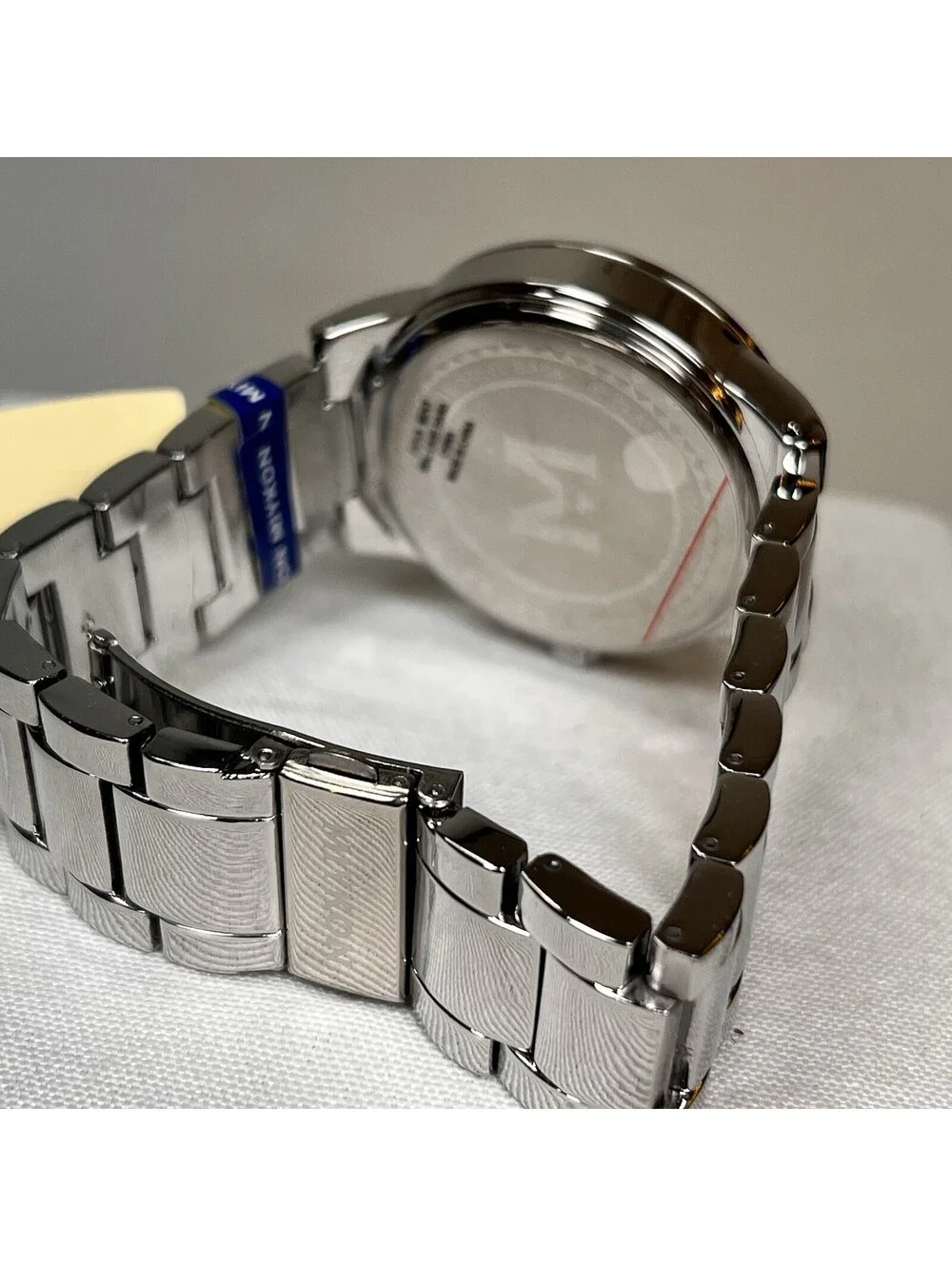 Miykon Men's Silver Stainless Steel Quartz Watch - Black Dial 46mm